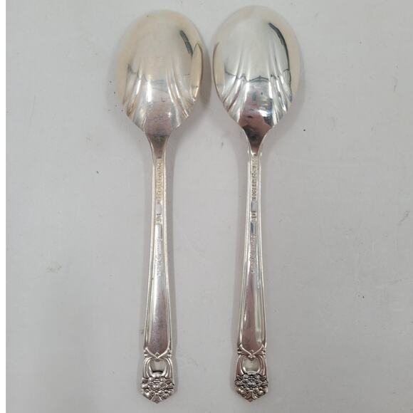 Rogers Brothers Silver Plate Eternally Yours Coquette 2 Sugar Spoons - Picture 3 of 10